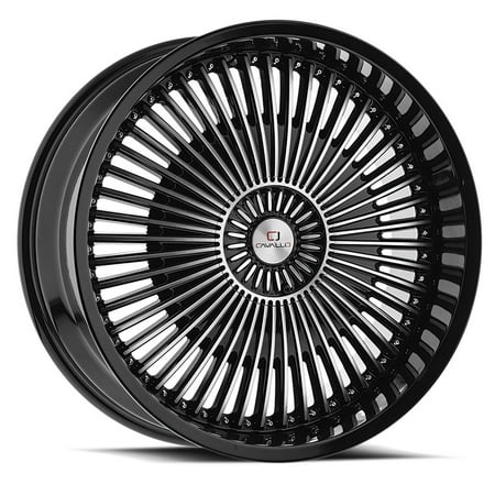22x9.5 Cavallo CLV-41 Gloss Black & Machined Wheel Blank (15mm)