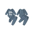 thumbnail image 2 of BemeyourBBs Newborn Baby Boy Little Brother Outfit Hospital Coming Home Outfits Waffled Knit Little Bro Letter Embroidery Long Sleeve Romper Long Pants Set 2Pcs Infant Boy Clothes, 2 of 9