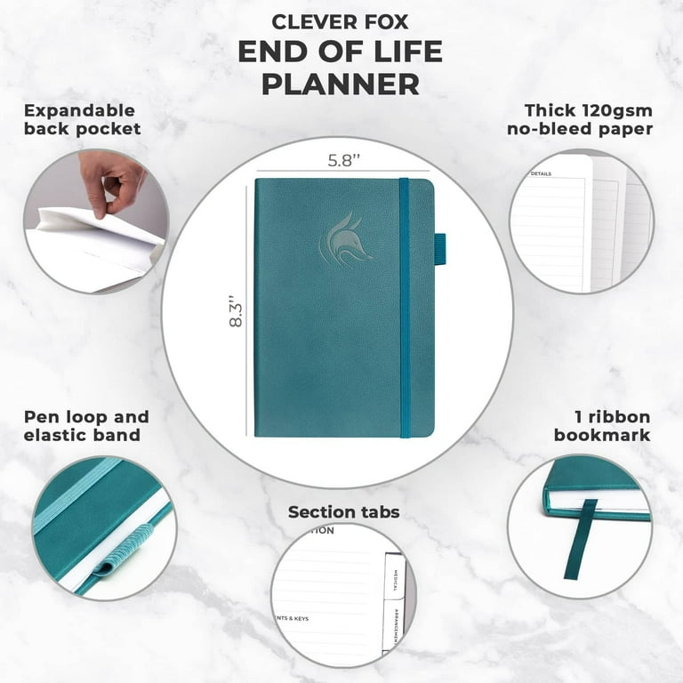 End Of Life Planner & Organizer - Final Arrangements, Will Prep, Funeral Planning, Teal Floral (5.8 X 8.5 In)