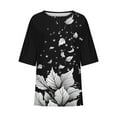 thumbnail image 5 of Going Out Tops for Women Viikei Womens Tops Clearance under $5 Plus Size,Sweatshirts for Women Oversized,Women's Ladies Fashion Casual Cropped 3/4 Sleeve Printing Loose Shirt Blouse Top Black S, 5 of 5