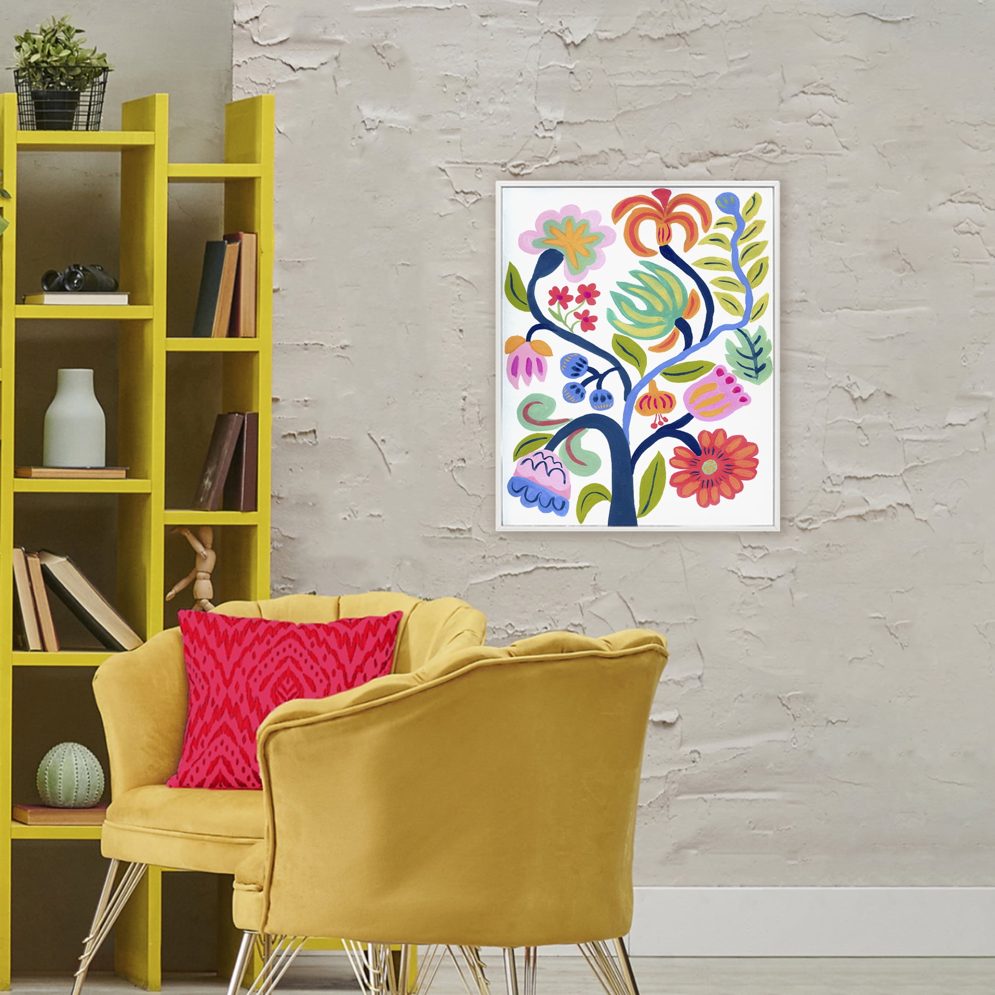 Stupell Industries Boho Blue Tree White Framed Giclee Art, design by Suzanne Allard