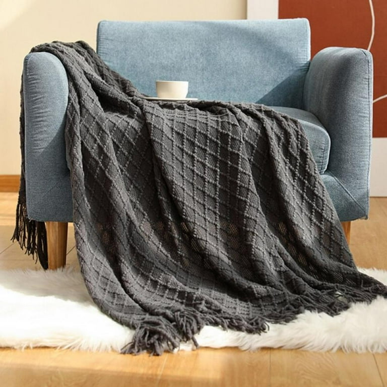 BIG CLEARANCE]Textured Knitted Soft Throw Blanket With Tassels Warm Fluffy  Cozy Plush For Fall Spring Couch Bed Sofa Living Room Framhouse Boho Decor  - Walmart.com
