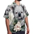 thumbnail image 2 of Koala Men's Short Sleeve Hawaiian Shirt, Casual Printed Button Down Beach Tops, Summer Poplin Spread Collar Unisex Button Down Shirts, 2 of 6