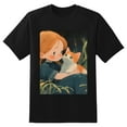 thumbnail image 2 of Plus Size Shirt for Women Oversized Black Tops for Women Short Sleeves Shirt for Women Girl And Cat3 T Shirt Crewneck Shirt for Women M, 2 of 5