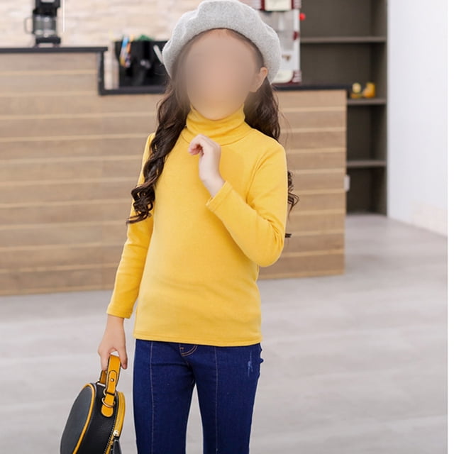 Suéter para niños Laklulu Suéter de algodón con cuello alto Suéter liso