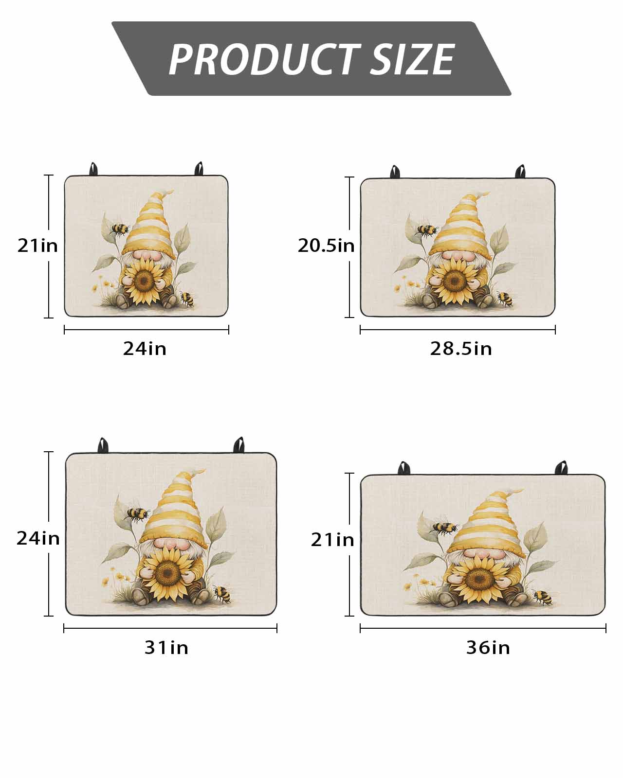 Stove Top Covers for Electric Stove 24x21 Inches, Sunflower Retro Heat Insulation Fireproof Glass Cooktop Protector, Yellow Gnomes Bee Beige Vintage Art Countertop Stovetop Cover for Kitchen