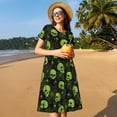 thumbnail image 4 of Disketp Skulls And Cobwebs para Vestido de Manga Corta para Mujeres, Vestidos de Verano para Mujeres, Casual y Holgado para la Playa, 4 of 6