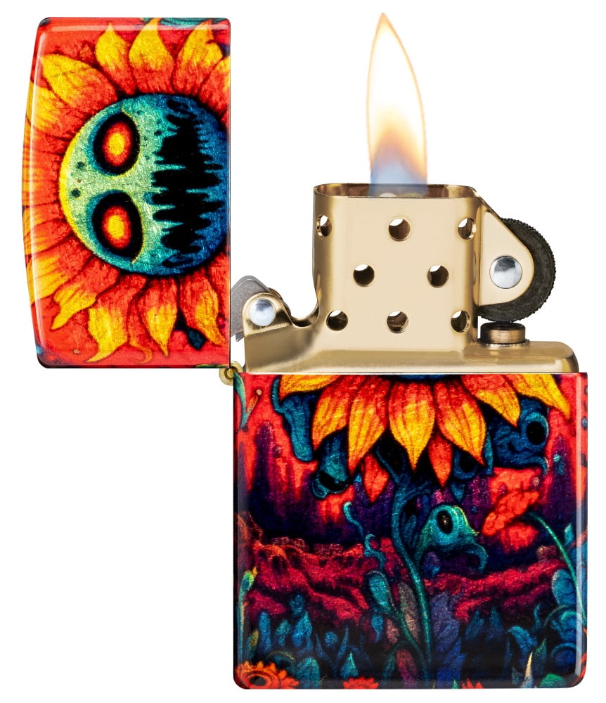 Zippo Flower Power Design High Polish Brass Pocket Lighter