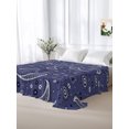 thumbnail image 3 of Twin Flat Sheet Only Dark Blue Paisley Pattern Soft Microfiber Cooling Bedding Sheets White Seamless Floral Art Flat Bed Sheet for Hotel,Home Decor, 3 of 6