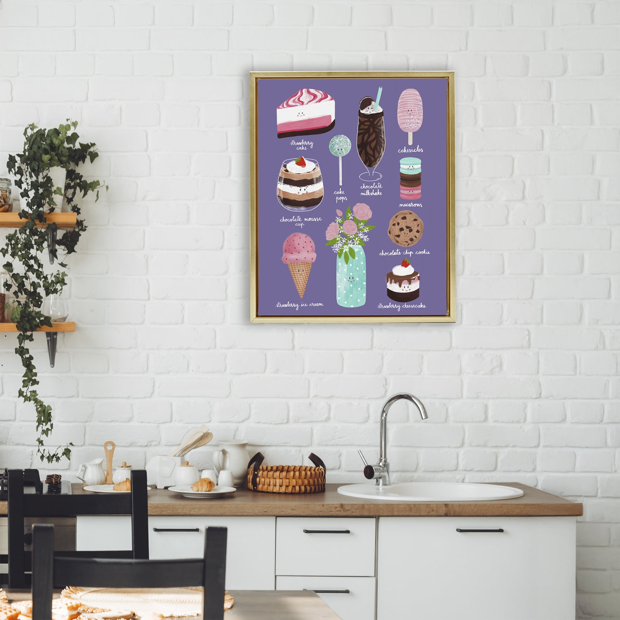 Stupell Industries Decadent Desserts & Flowers Gold Framed Floater Canvas Wall Art, design by Metka Hiti