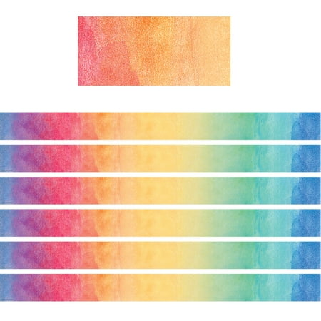 UPC: 0194629064229 | Teacher Created Resources TCR8960-6 Watercolor Straight Border Trim – Pack of 6