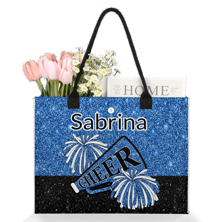 Qzjjjmy Custom Name Large Capacity Cheerleader Tote Bag