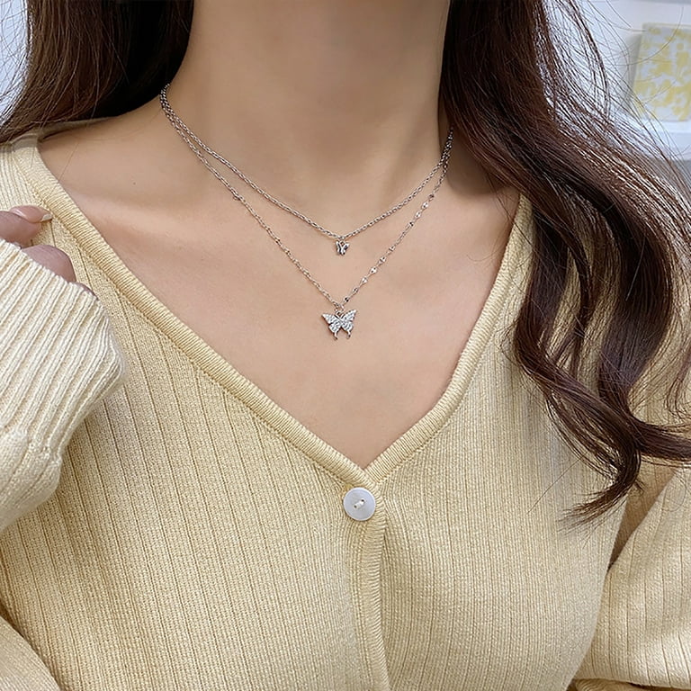 Shiny sparkling glitter clavicle chain s925 silver necklace brand
