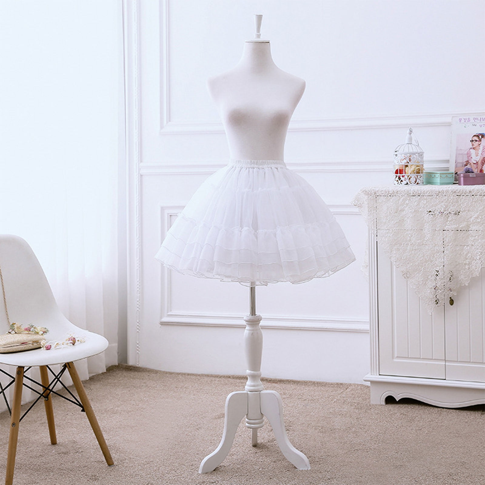 Buy ZLQQ Women's 4-Hoop A-Line Floor Length Ball Gown Petticoat Underskirt  Crinoline White at Amazon.in