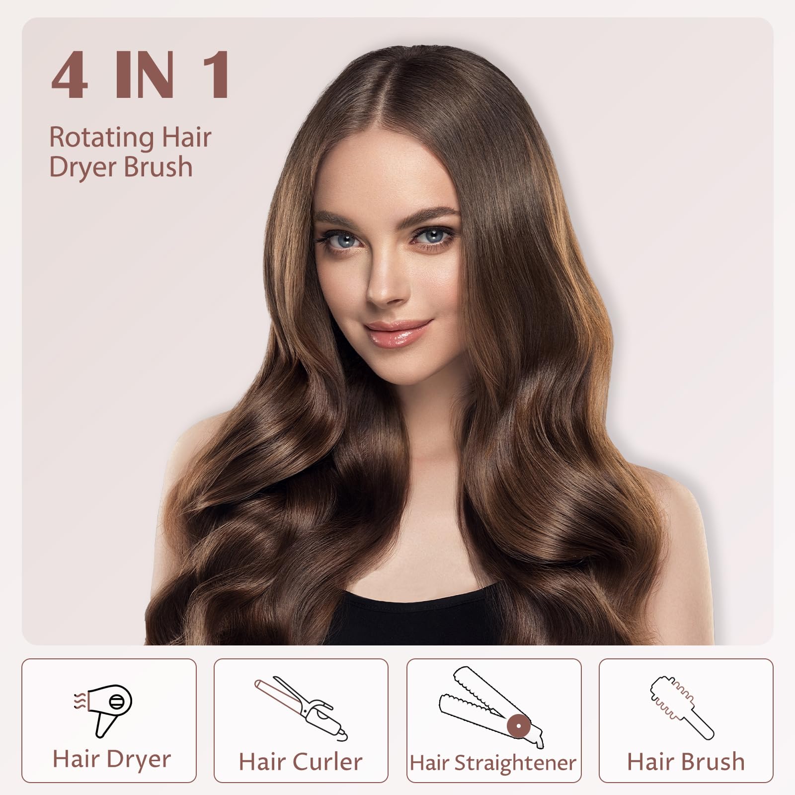 3 in 1 Hot Air Styler and Rotating Hair Dryer,Cepillo Giratorio Secador De Cabello,3-in-1 Hot Air Styler and 360 Rotating Hair Dryer for Dry Hair, Curl Hair, Straighten Hair