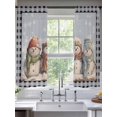 thumbnail image 2 of Christmas Cartoon Sheer Curtains 63 inches Long 2 Panels Set Snowman Black Plaid Tiers Sheers Rod Pocket Small Window Short Curtains for Kitchen Cafe, Each 52" W x 63" L, 2 of 7