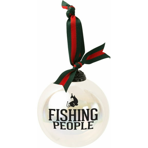 Fishing People - 4" Iridescent Glass Ornament