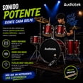 thumbnail image 4 of Bateria Acustica Audiotek  23 Pul 5 Piezas Roja Platillos Atriles Bombo, 4 of 7
