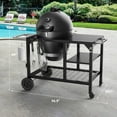 thumbnail image 6 of Brand Man 22" Kamado Charcoal Smoker Grill with Rolling Cart, Warming Rack, Pizza Stone & Vegetable Basket for Outdoor BBQ, 6 of 11