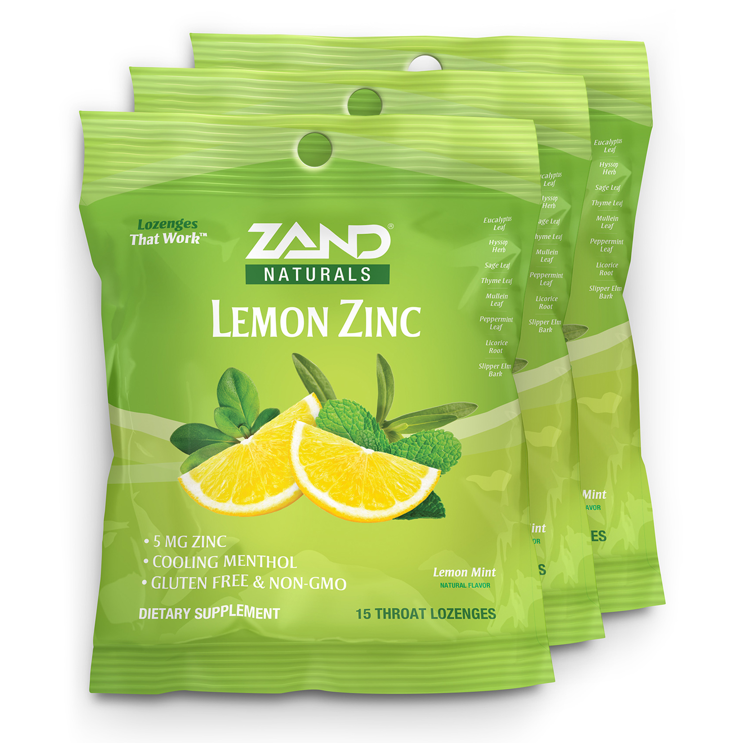 Zand Immunity Lemon Zinc HerbaLozenge Soothing Throat Drops No Corn