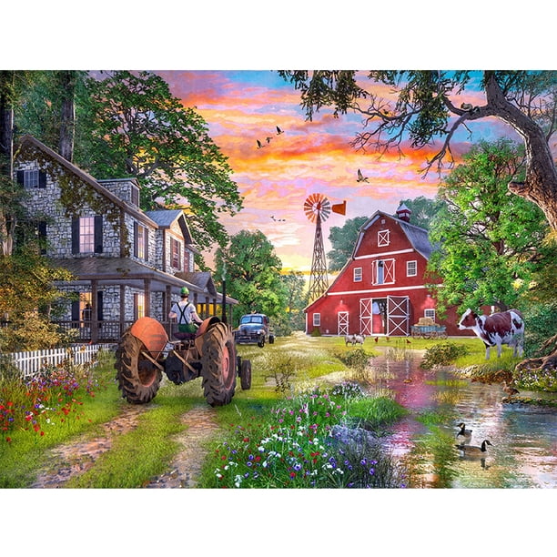 Taladro de pintura de diamante (DE2210) DIY paisaje de casa de Redwood redondo resina rhinesto completo 40x50cm Hugtrwg Para estrenar