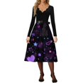 thumbnail image 3 of Fgvctg Valentine'S Day Spring Dresses For Women 2026 Date Night Vintage Cocktail 1950S Dress Cute Heart Print V Neck Dresses Sweet Romantic Long Sleeve Clothing Fit Outfit Purple 3XL, 3 of 4