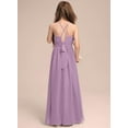 thumbnail image 2 of Drtj 2-14T A-Line Halter Asymmetrical Chiffon Junior Bridesmaid Dress Flower Girl Wedding Party Dress, 2 of 6