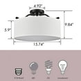 thumbnail image 6 of Claxy 3-Light Black Flush Mount Light with Drum White Fabric Shade, 6 of 7