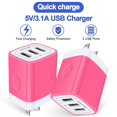 thumbnail image 5 of AILKIN USB Wall Charger,USB Charger Block Adapter,3.1A/2PACK Multi Port Fast Charging Station Power Base USB Charger Block Plug for iPhone Wall Charger Block,Rose, 5 of 6