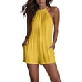 thumbnail image 6 of Utoimkio Women's Casual Halter Romper,Loose Fit Sleeveless Playsuit with Side Pockets, 6 of 9
