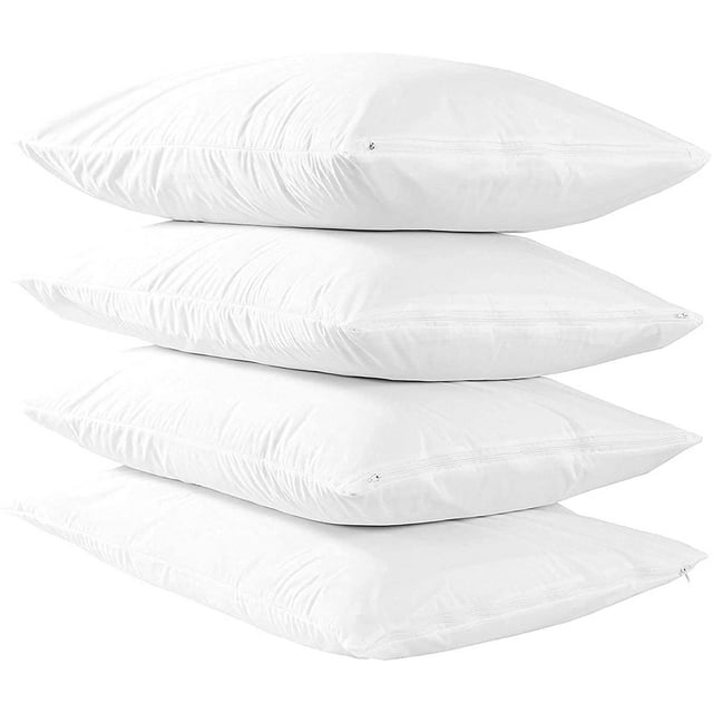 Canadian Linen Pillow Protector Zippered Encasement, Queen, 21'X30' Inches - Soft, Breathable, Hypoallergenic (4 Count)