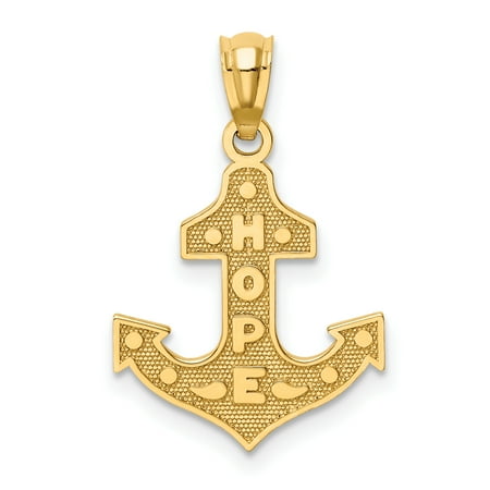- 14k Yellow Gold Hope Nautical Anchor Ship Wheel Mariners Pendant Charm Necklace Religious Faith Charity Gifts For Women For Her