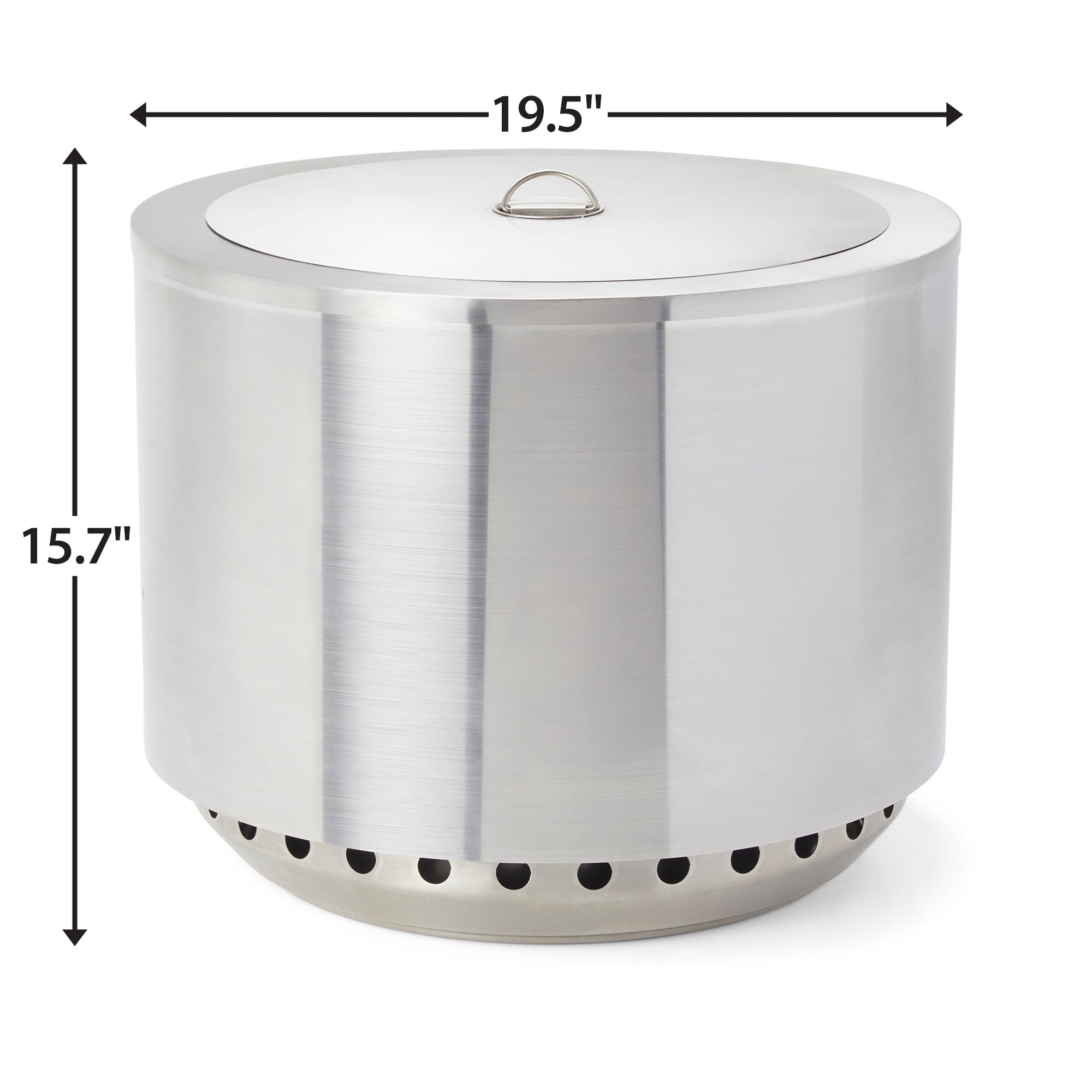 Mainstays 19.5" Smokeless Stainless Steel Wood Burning Fire Pit with Lid and Protective Cover