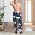 thumbnail image 4 of Mens Pajama Pants Bottoms with Pockets - Aesthetic reindeer moose navyblue Comfy Mens Pj Pants, Soft Men Lounge Pants, 4 of 5