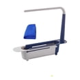thumbnail image 2 of Organizador de rejilla de fregadero ajustable con colgador de paño de cocina, estante de almacenamiento de cocina telescópico de 32x6x27cm, bandeja de drenaje de plástico para esponjas, toallas, 2 of 3