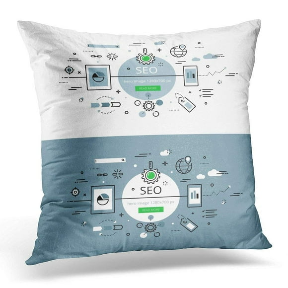 EREHome Search Engine Optimisation Line Flat Hero for Websites and Apps with Call to Action Button Ready Pillow Case Pillow Cover 20x20 inch