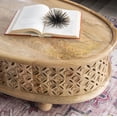 thumbnail image 2 of Kacey Carved Wood Oval Coffee Table, Natural, 2 of 10