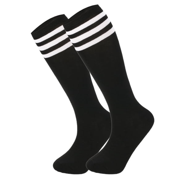 Namzi 3-Pair Knee High Athletic Socks - One Size Fits Most, Knee High Sports Socks for Baseball Football, Soft Cotton-Polyester Spandex Blend Socks,Black White