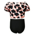 thumbnail image 4 of Girls Swimsuits Set Nylon Puff Sleeve Leopard Print Bathing Suit Kids Swimwear, 4 of 10
