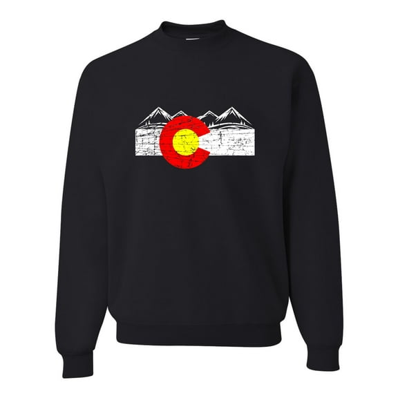 Adult Distressed Colorado Flag Rocky Mountains Sweatshirt Crewneck