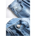 thumbnail image 2 of LZLER Men's Casual Ripped Shorts Jeans Knee Length Slim Denim Shorts, 2 of 6