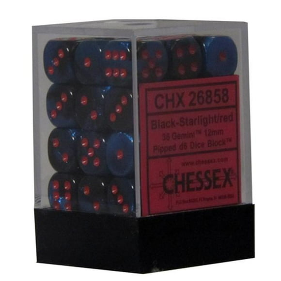 Hasbro Gemini 7 12mm D6 Starlight Noir avec dés Rouges