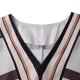 thumbnail image 5 of Vestido de Verano Casual Mujeres Lino V-Cuello Impreso a Rayas de la Mitad de la Manga Suelto Relajado Vacaciones Playa Tanque Capa Superior Midi, 5 of 8