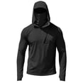 thumbnail image 3 of Inglocry Men's UPF 50+ Sun Hoodie with Mask Fishing Shirts UV Protection Long Sleeve, Quick Dry Hooded Rash Guard Hikingwith Zipper Pocket Black 3XL, 3 of 6