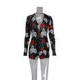 thumbnail image 3 of Women Long Sleeve Romper, V-neck Tight Bodysuit, Floral Print Pajamas, 3 of 6