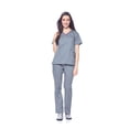 thumbnail image 2 of Dagacci Medical Uniform Women's Scrub Set Stretch Contrast Binding Top and Pants (Pewter Gray, XX-Small), 2 of 6