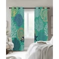 thumbnail image 3 of Coastal Blue Coral Blackout Curtains 96 Inches Length, Green Nautical Ocean Shell Beach Window Treatment Thermal Insulated Drapes for Bedroom Living Room 2 Panels 104x96 Inches, 3 of 8