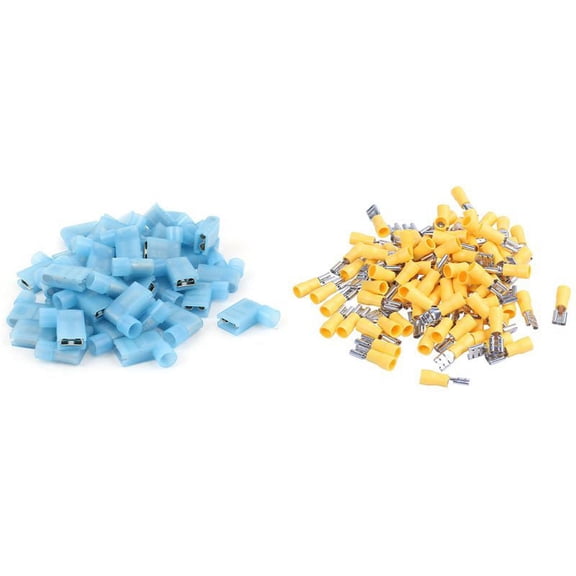 40Pcs 90 Degree Insulated Female Push on Wire Terminal Connector & 100Pcs 24A 12-10AWG Terminal Crimp Wire Connectors