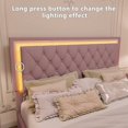 thumbnail image 3 of MODERNLUXE Lit Plateforme Grand Size Rembourré, Lit Moderne en Velours avec Lumières LED et Tête de Lit Capitonnée, Rose, 3 of 7