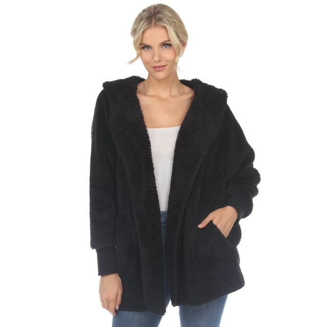 White Mark Cardigan à Capuche en Peluche pour Femmes avec Poches